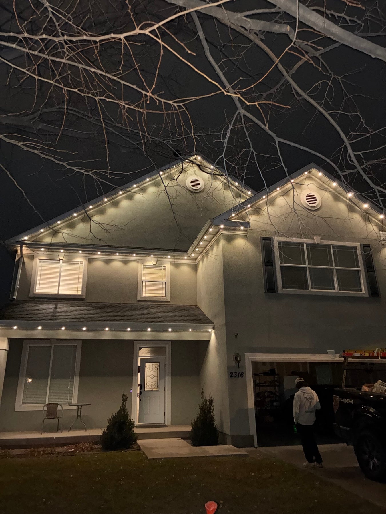 Warm white roofline, year-round