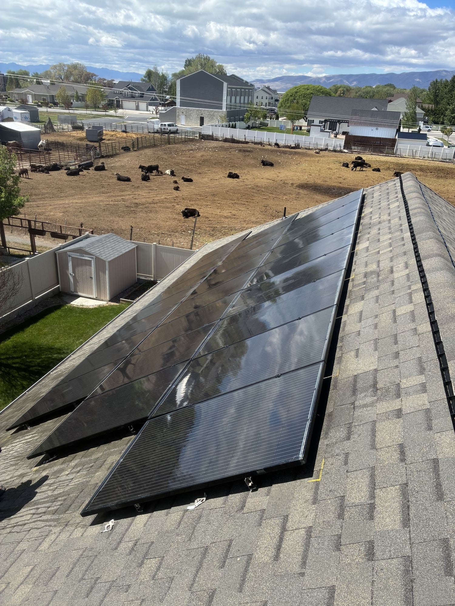 Rooftop array overlooking the pasture